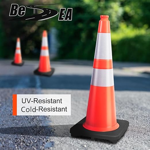 BESEA 28” inch Traffic Safety Cones Orange Road Parking Cones Heavy Duty - Image 4