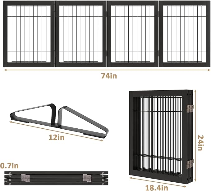 Dog Gate Wire Dog Gates for House Doorways Stairs 24-Inch Freestanding Pet Gate - Image 6