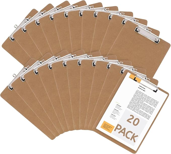 YOUEON 20 Pack Hardboard Office Clipboards, 9 x 12.5 Inch Letter Size Clipboard by YOUEON