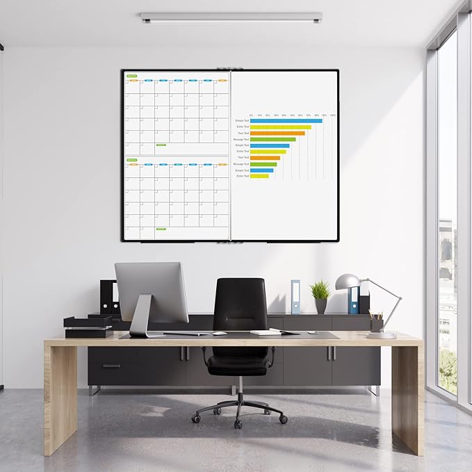JILoffice Magnetic Foldable Dry Erase Calendar Whiteboard Combo, 2 Month - Image 4