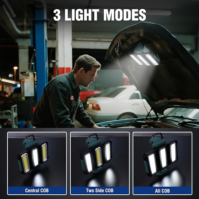 WORKPRO Rechargeable USB-C LED Work Light, Foldable Magnetic Light - Image 2