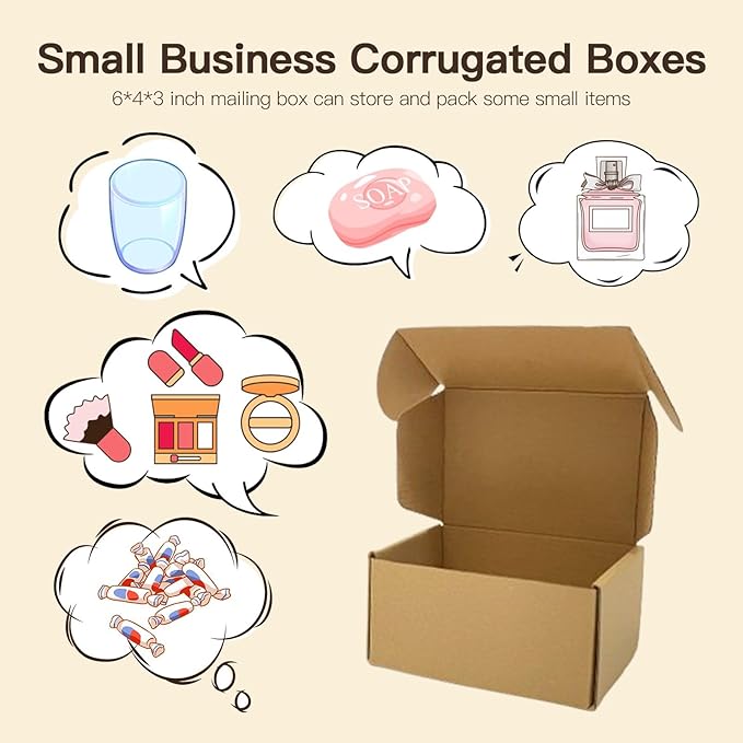 50 Pack 6x4x3 Inches Brown Corrugated Mailer Boxes -Corrugated Cardboard - Image 5
