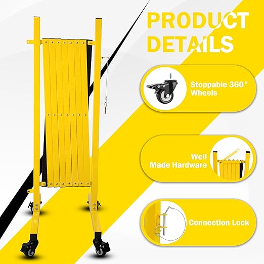11 Traffic Barricade with Casters, Metal Expandable Barricade, Folding Security - Image 2