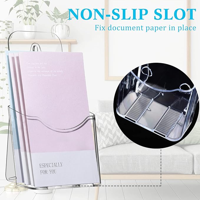Yookeer 20 Pieces Brochure Holder Stand Acrylic Pamphlet Holder 4x7.9 Inches - Image 4