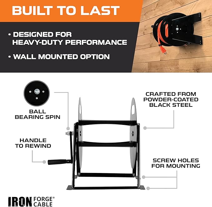 Iron Forge Cable RV Power Cord Reel Metal - Image 3