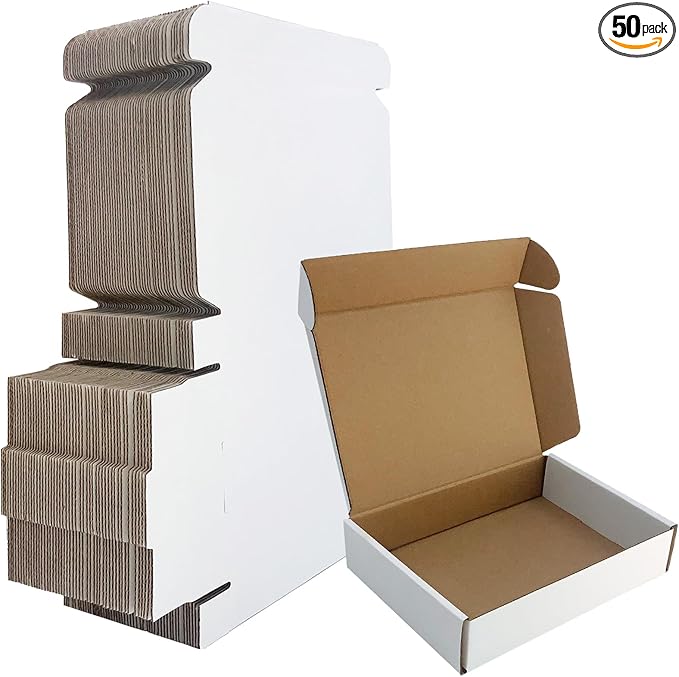 7x5x1.5 inch White Shipping Boxes 50 Pack, Small Corrugated Cardboard Mailer by Unknown