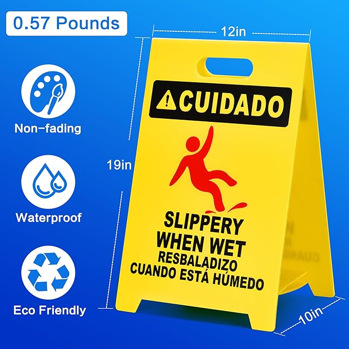 MATTHEW CLEANING 19'' 2 Pack, Industrial Wet Floor Sign 2-Sided Durable - Image 2