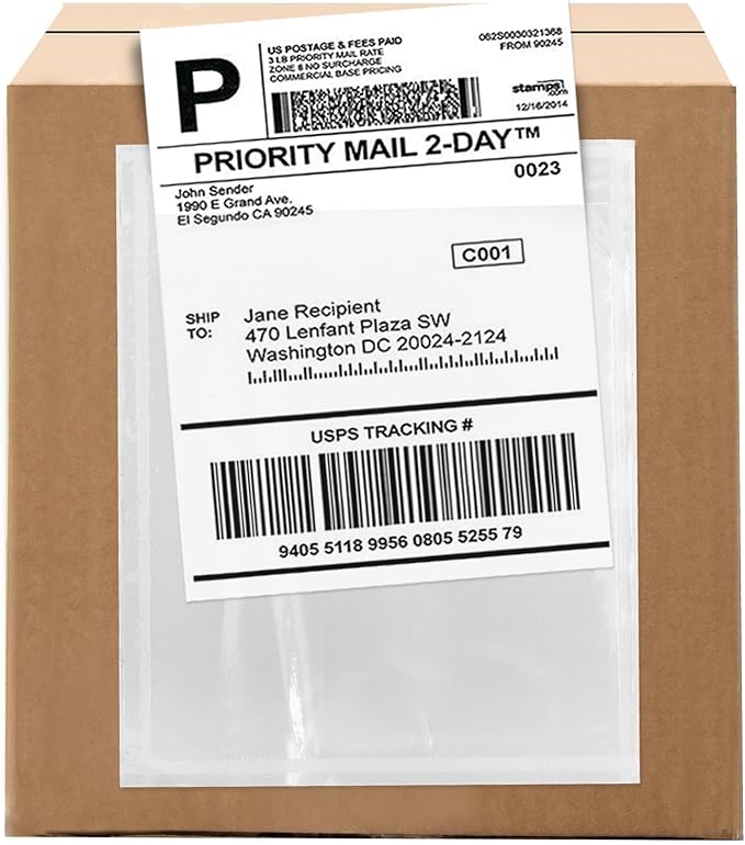 100 Count 4.5" x 6" Shipping Label Envelopes, Top Loading by GPI+POLY