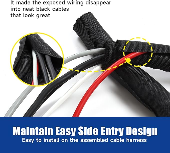 Braided Wire Loom Mesh Woven Black Split Sleeving - Image 6