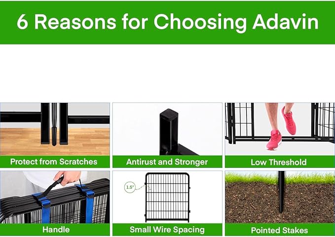 ADAVIN Garden Fence Panels, 36 Inch High, Modern Style, 8 Panels Total 17.7 Ft - Image 2