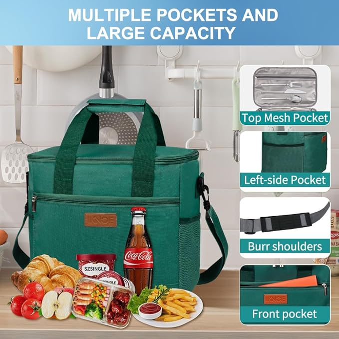 Iknoe Large Cooler Bag Collapsible 24 Can Insulated Bags Leakproof Lunch Cooler - Image 3