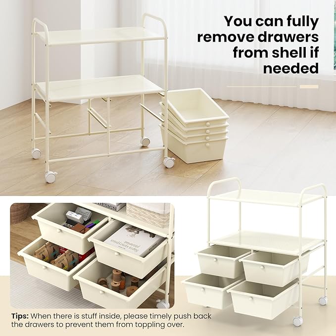 Giantex Rolling Storage Cart w/ 4 Drawers 2 Shelves Metal Rack Shelf Home - Image 6
