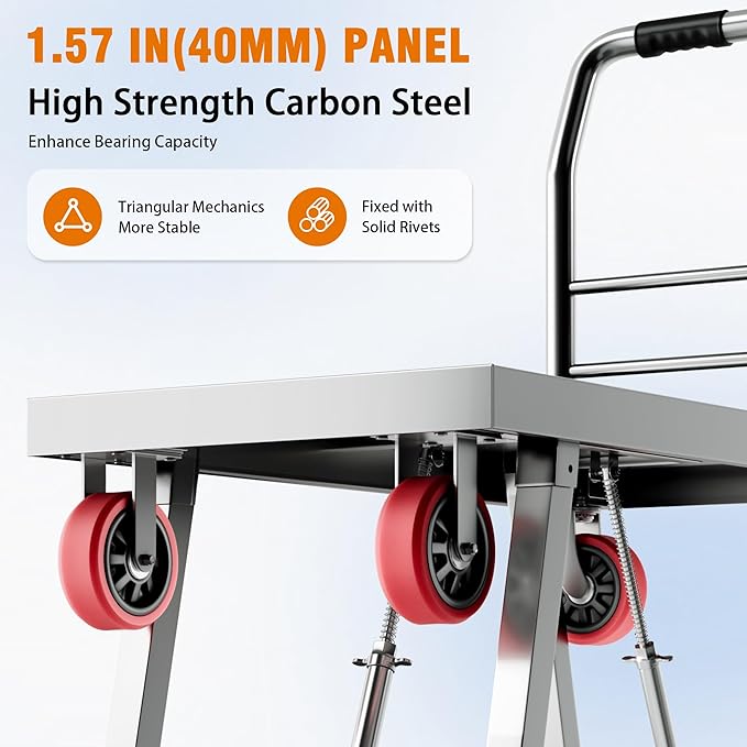 2IN1 43"×24" Foldable Platform Truck, Portable Ladder Platform, Height - Image 2