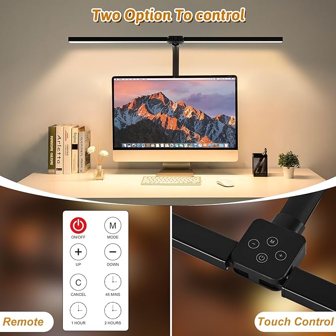 Double Head LED Desk Lamp with Timer of Remote Control 24W Brightest Computer - Image 2