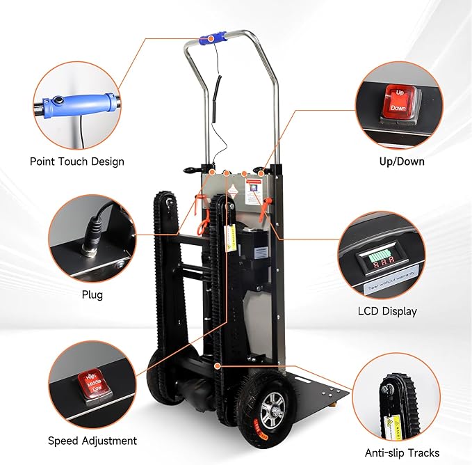 Electric Stair Climbing Dolly, 661lb 600W Powered Electric Stair Climbing Hand - Image 7