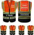 5 Pack Custom Mesh Safety Vest Customized Logo Class2 High Visibility by BeautyWill