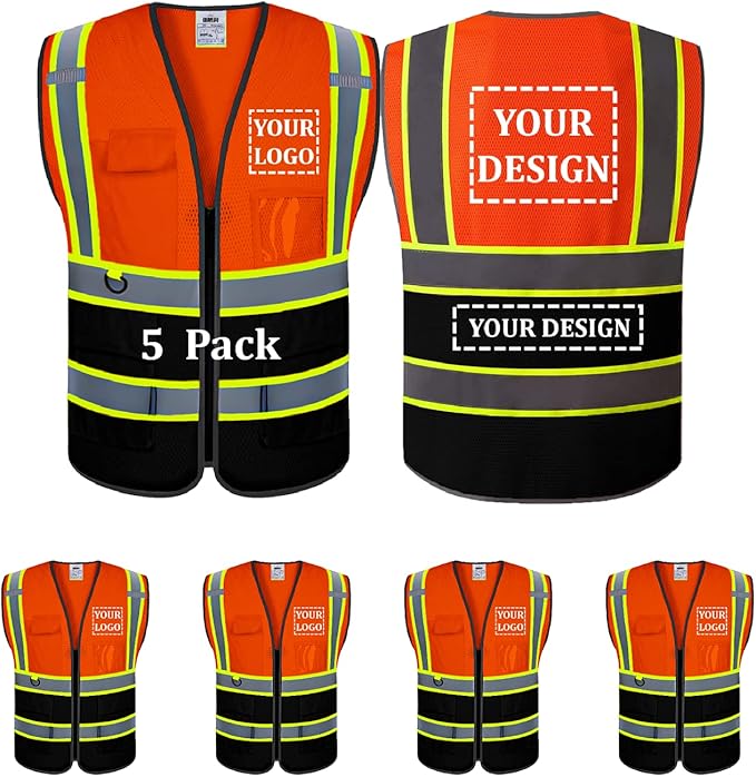 Custom Safety Vest Customized Logo Mesh Vest Class 2 High Visibility Reflective by BeautyWill