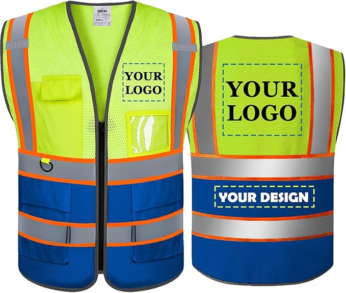 BeautyWill Custom Safety Vest Customized Logo Mesh Vest Class2 High Visibility by BeautyWill