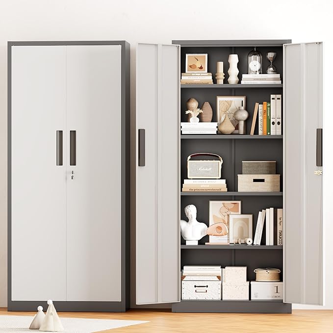 Greenvelly Metal Storage Cabinet, Lockable Steel Cabinets - Image 2