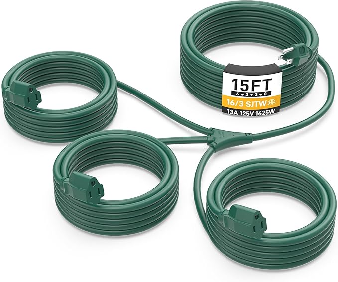 15FT Outdoor Green Extension Cord by primoWire