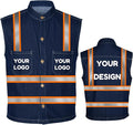 YOWESHOP Men's Reflective Safety Denim Vest，Custom Safety Outdoor Denim Work by YOWESHOP