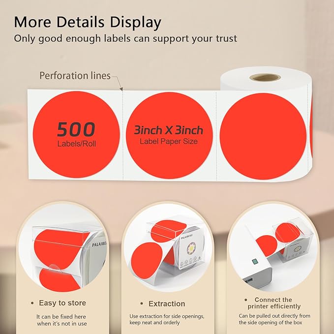 3 X 3 Inch Round Thermal Labels Circle Color Coding Labels Printable Waterproof - Image 4