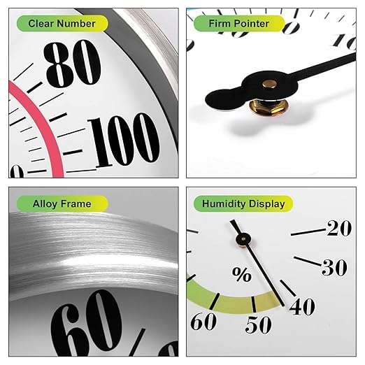 12'' Indoor Outdoor Thermometer Hygrometer - Image 2