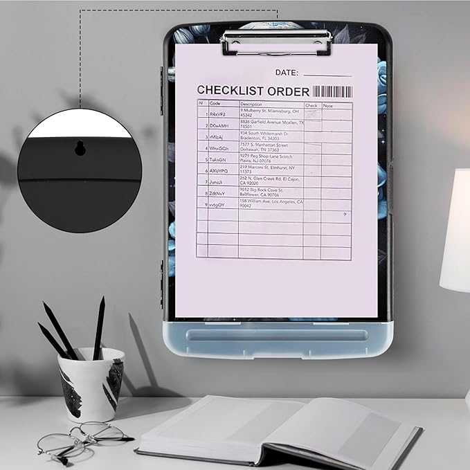 Clipboard with Storage, Heavy Duty Plastic Storage Clipboard with Low Profile - Image 4