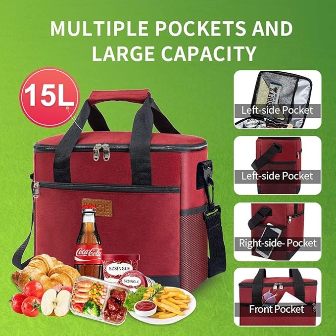 Iknoe Large Cooler Bag Collapsible 24 Can Insulated Bags Leakproof Lunch Cooler - Image 2