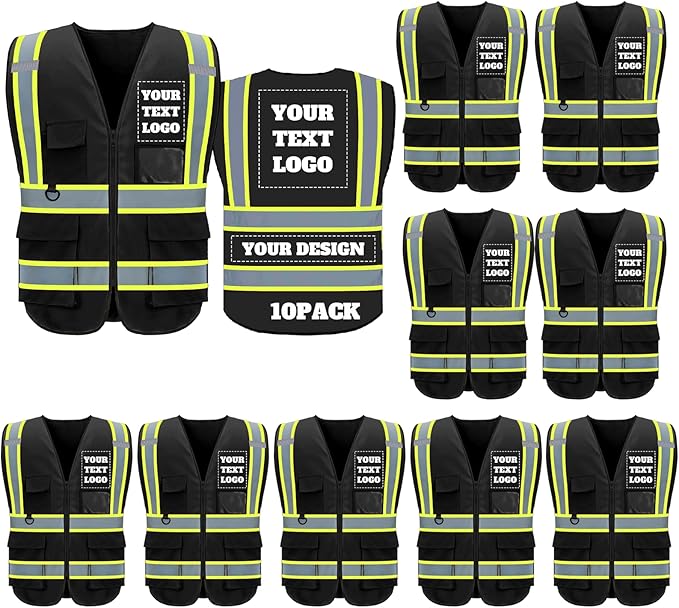 BeautyWill Custom Safety Vest Logo Class 2 High Visibility Reflevtive Vest by BeautyWill