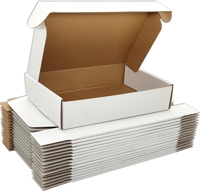 Small White Shipping Boxes for Small Business Pack of 25-9x6x2 inches Cardboard by Lmuze