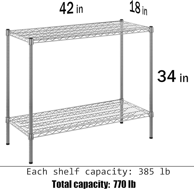 18" Deep x 42" Wide x 34" Height Wire Shelving Kit | 2-Tier | NSF Commercial - Image 3