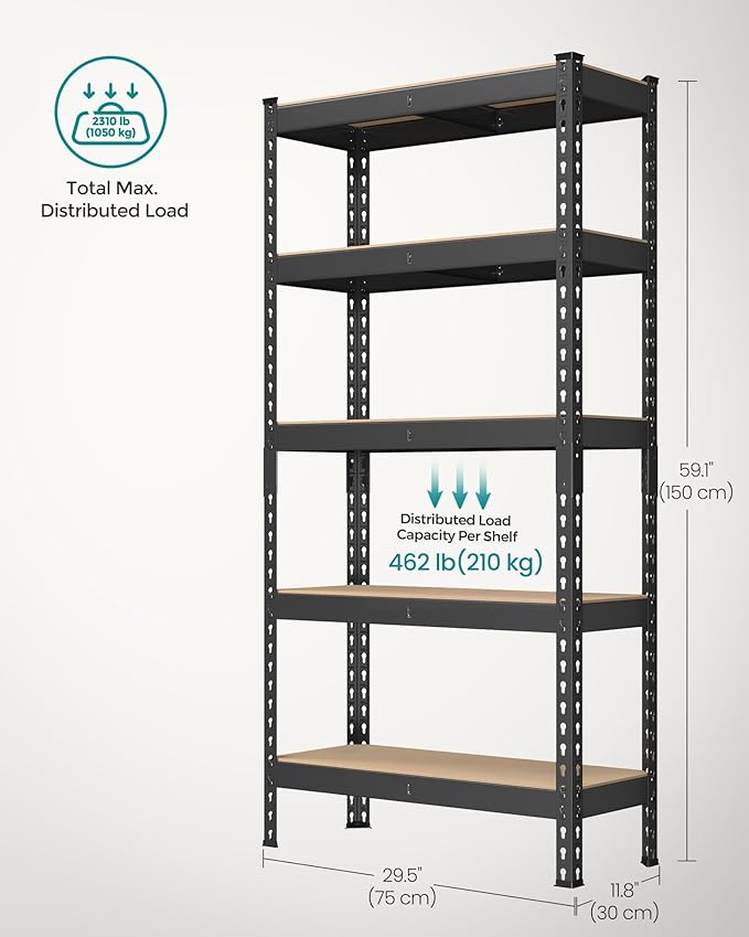 SONGMICS 5-Tier Storage Shelves, Load 2310 lb, Garage Storage, Boltless Assembly - Image 3