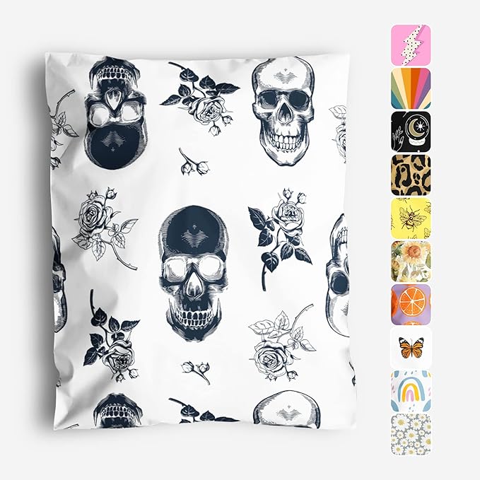 10x13 Poly Mailers – Skull Rose – Waterproof, Tear-Resistant Shipping Bags by PackageMint