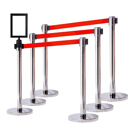 VIP Crowd Control Retractable Belt Stanchion Queue Safety Barrier Set by CrowdControlCenter