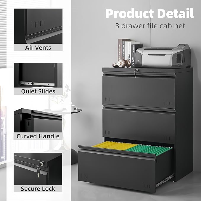 Lateral 3 Drawer File Cabient - Image 4