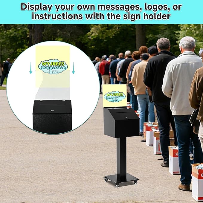 Suggestion Box with Stand, Heavy Duty Metal Floor Standing Offering Box with - Image 6