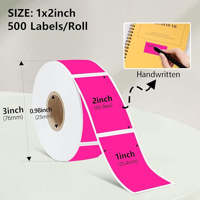 1X2 inch Label Stickers Roll for Thermal Printer 500PCS Colored Removable - Image 3