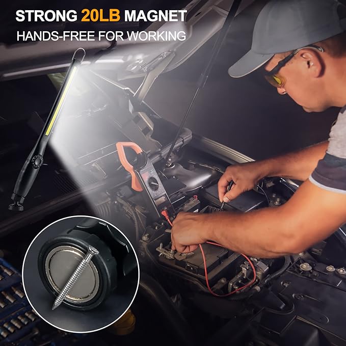 ORHOMELIFE Magnetic LED Work Light, 3300mAh Capacity, 4-Level Power Indicator - Image 6