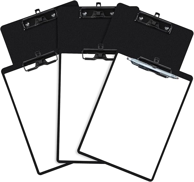 Black Clipboard with Pen Holder, Hanging Clip boards Holds 8.5x11 Inch Papers by FRETONBA