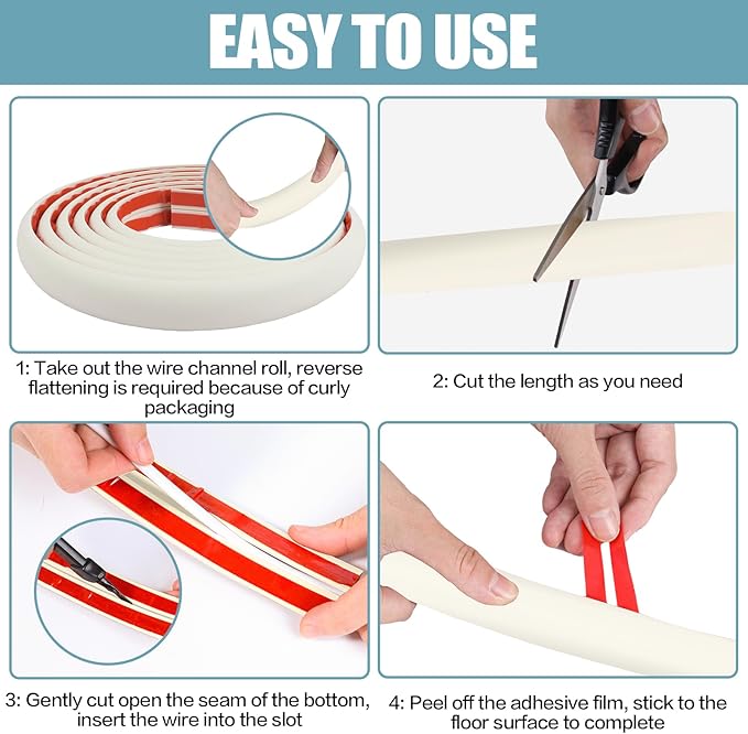 Floor Cord Cover Cable Cavity Self Adhesive Cord Hider Floor 10FT Floor Cable - Image 8