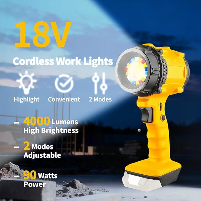LED Work Light Compatible with DEWALT, Portable Dual Head Handheld Spotlight - Image 5
