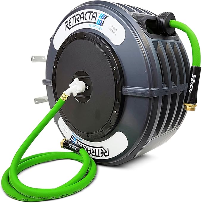 Macnaught Retractable Garden Hose Reel, 60 Ft Water Hose Reel Heavy Duty by MacnaughtUSA