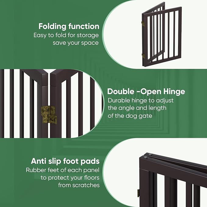 Brown Freestanding Foldable Pet Gate - Image 4