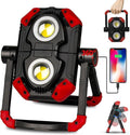 Yzoni LED Work Light Rechargeable, 2 COB 2500LM Folding Portable Flood Light by Yzoni