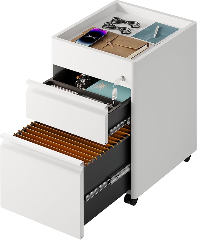 DEVAISE 2 Drawer File Cabinet, Metal Locking File Cabinet Under Desk, Rolling by DEVAISE