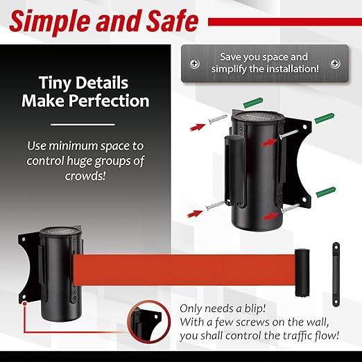 DuraSteel Wall Mount Retractable Belt Barrier - Image 5