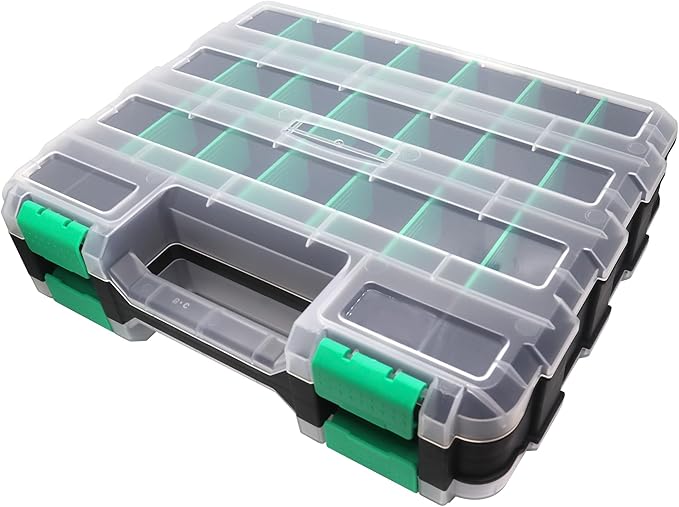 Double Side Tool Box Organizer, Hardware Storage Box, Portable Small Parts by Easily