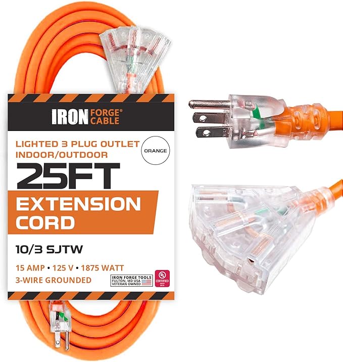Iron Forge Cable 10 Gauge 25ft Lighted Outdoor Heavy Duty Extension Cord - 15 by IronForgeCable