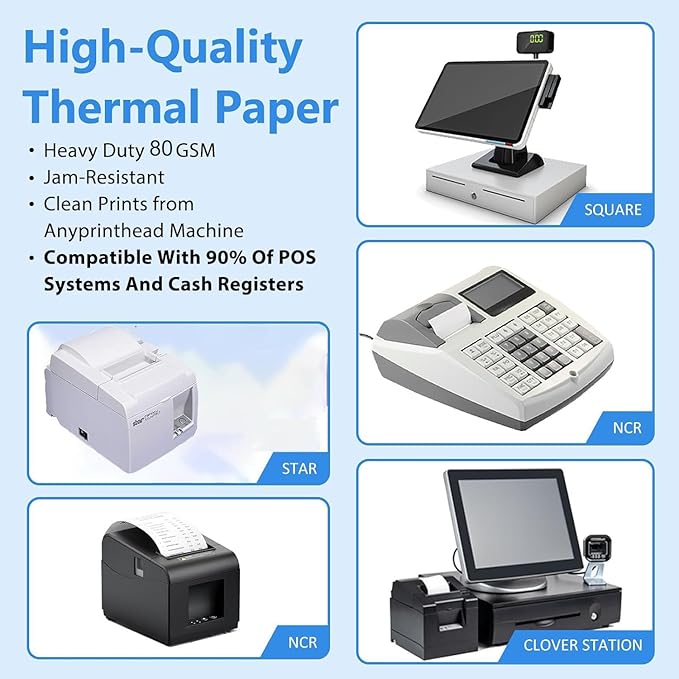 3 1/8 Thermal Paper Receipt Rolls 55 GSM Premium Quality, BPA Free Receipt - Image 3